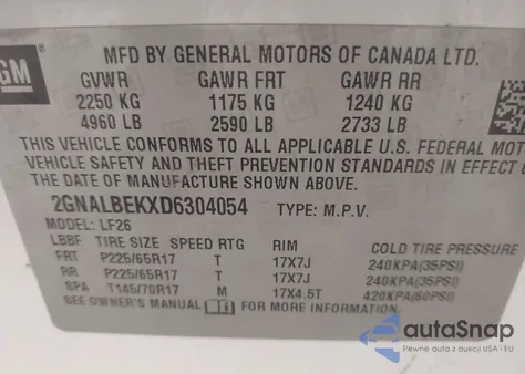 2013 Chevrolet Equinox Ls z USA, uszkodzony, nr VIN 2GNALBEKXD6304054